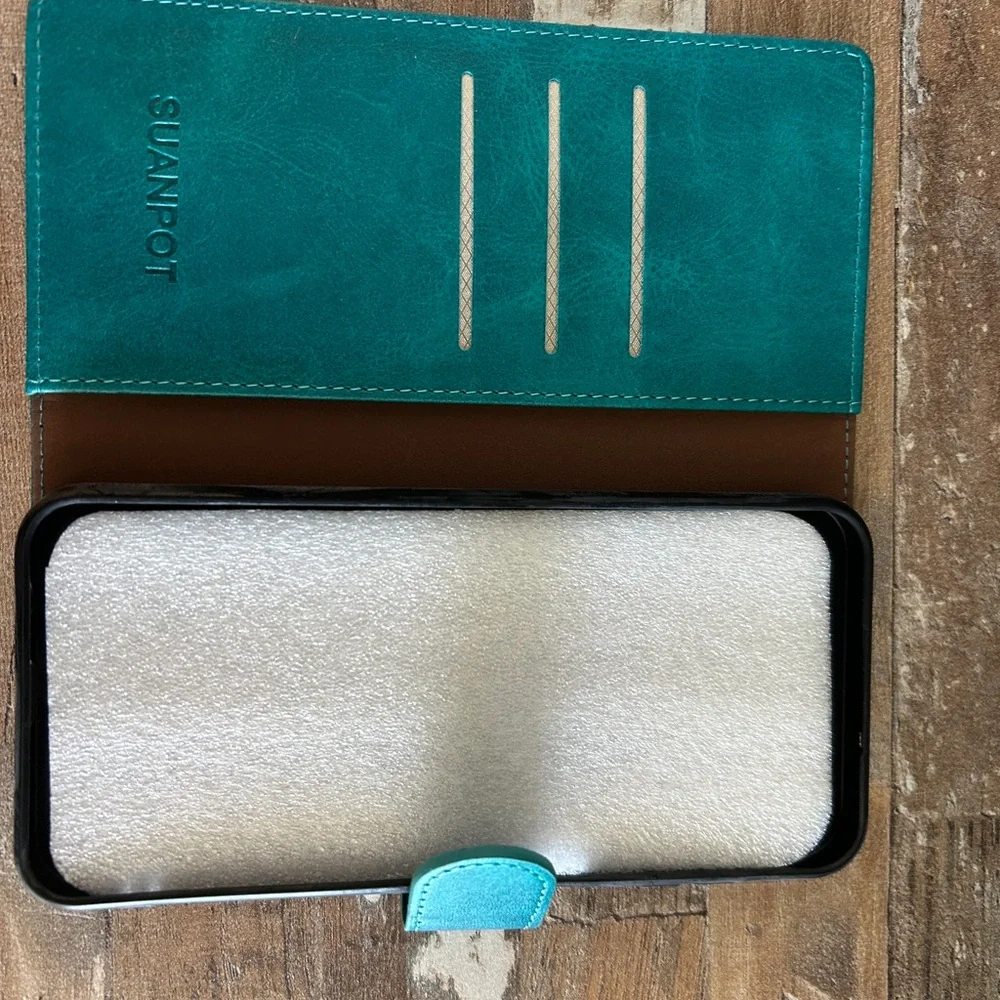 Teal Wallet Phone Case with Snap Closure Samsung Galaxy A14